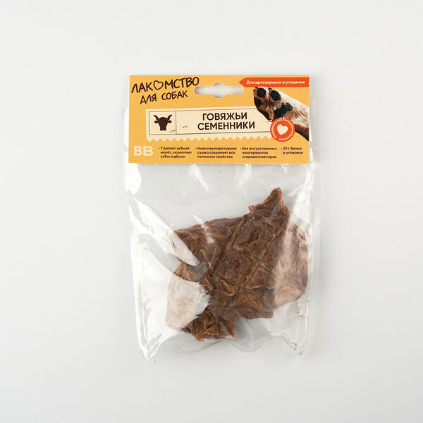 Лакомство для собак Вкусвилл семенники говяжьи, 50 гр