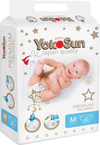 

Подгузники YokoSun Premium M 5-10 кг, 62 шт.