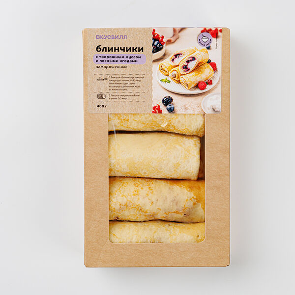 Блинчики замороженные с творожным муссом и лесными ягодами