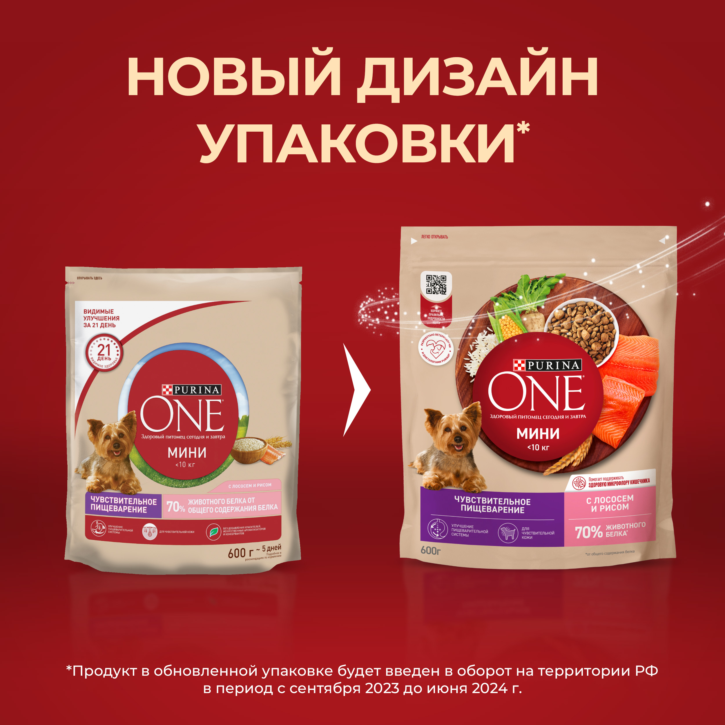 

Сухой корм Purina One Мини Чувствительная для взрослых собак мелких пород с чувствительным пищеварением с лососем и рисом пакет 600 г
