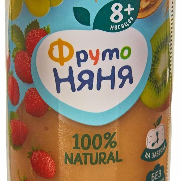 Пюре Фрутоняня Фруктово-ягодный микс яблоко, земляника, виноград, киви с 8 месяцев