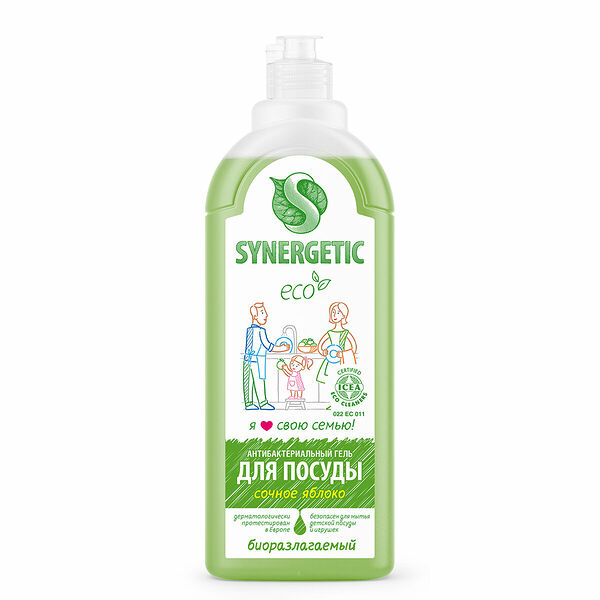 Средство для мытья посуды Synergetic Сочное яблоко 1 л крышка в ассортименте