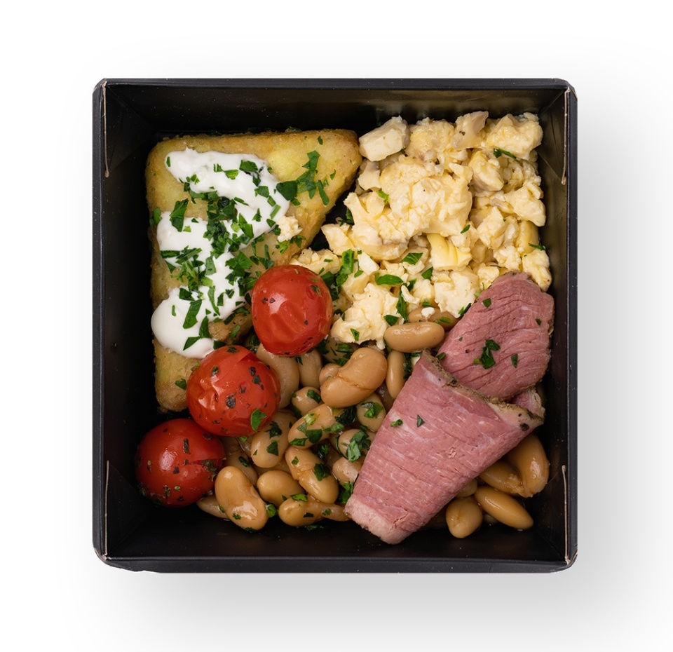 

Омлет с хашбрауном и пастрами из говядины, 240 г