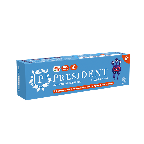 Паста зубная детская 6+ Ягодный микс 43г President