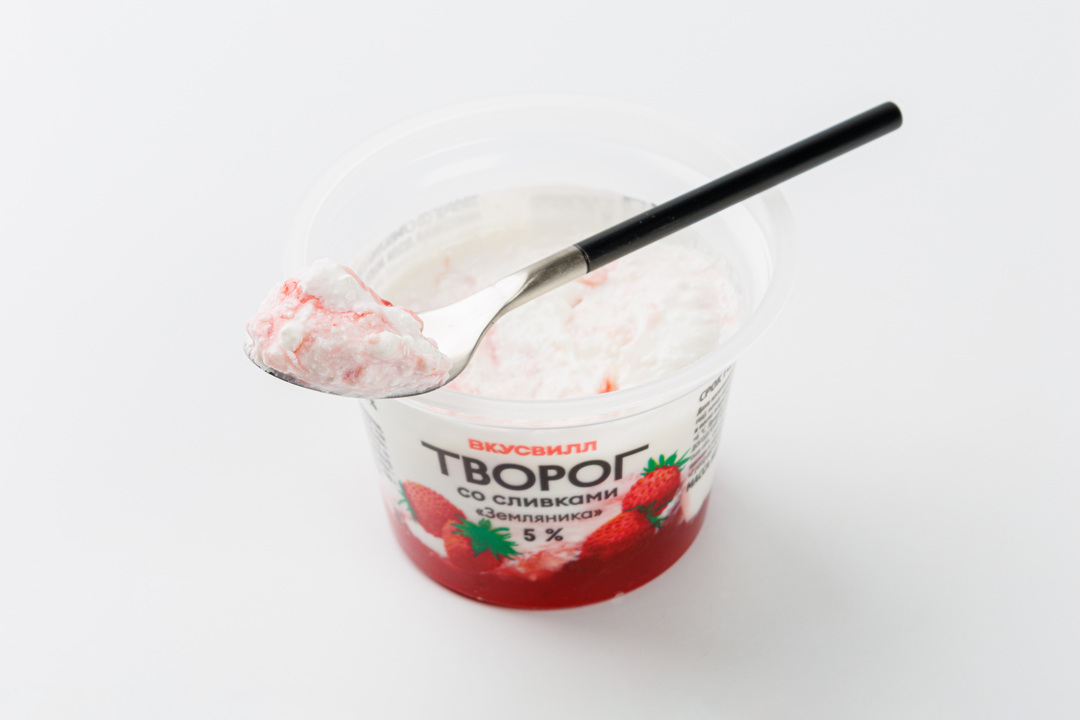 

Творог со сливками ВкусВилл Земляника 5%, 140 г