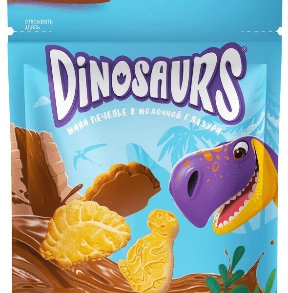 Печенье сахарное Dinosaurs мини в молочной глазури 50 г