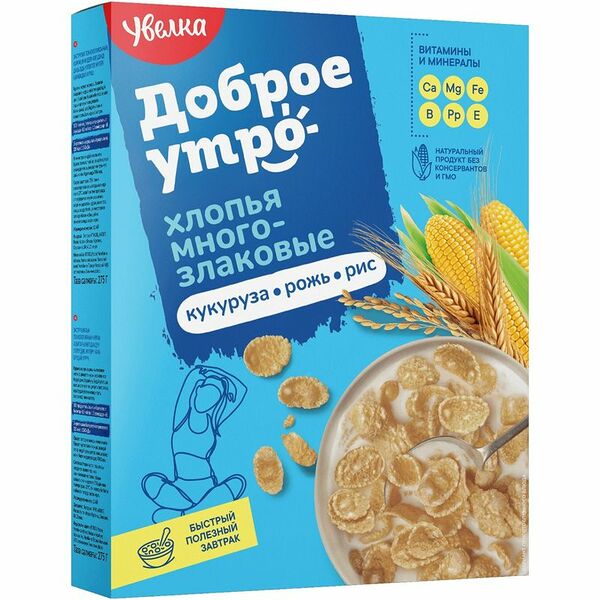Хлопья многозлаковые Увелка, 275 г