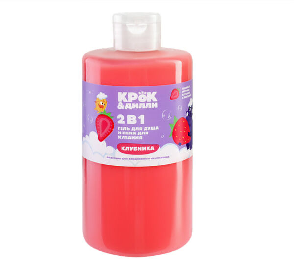 Гель для душа и пена для купания Крок&Дилли 2в1 Клубника, 460 мл