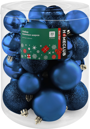 

Набор елочных шаров Homeclub разного размера пластик 30 шт.