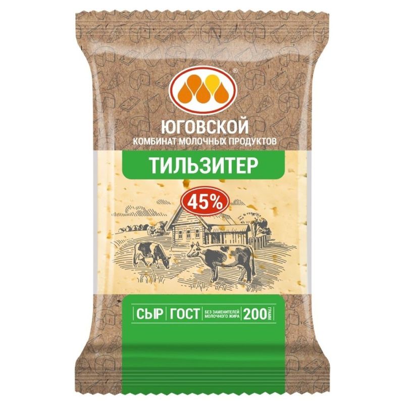 

Сыр Юговской тильзитер 45% бзмж 200 г
