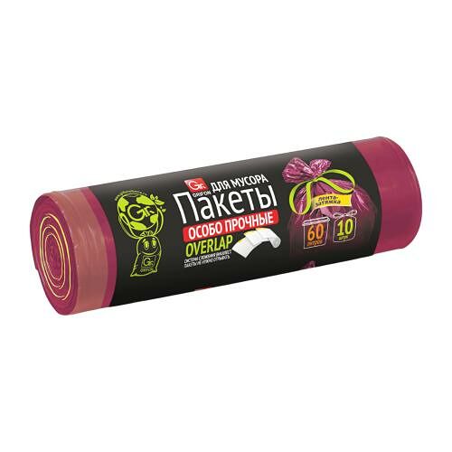 Мешки для мусора Grifon Overlap Особо прочные с завязками 60 л 10 шт цвет в ассортименте
