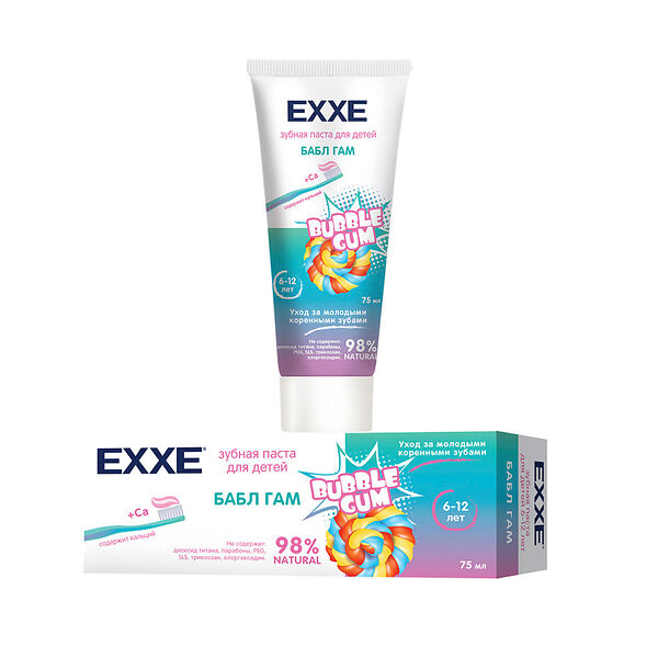 Зубная паста Exxe Бабл гам для детей от 6 до 12 лет 75 мл