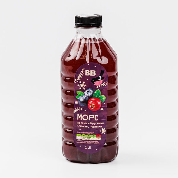 Морс из смеси брусники, клюквы, черники, 1000 мл