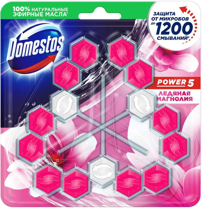 

Блок для унитаза Domestos Power 5, Ледяная магнолия, 3 шт