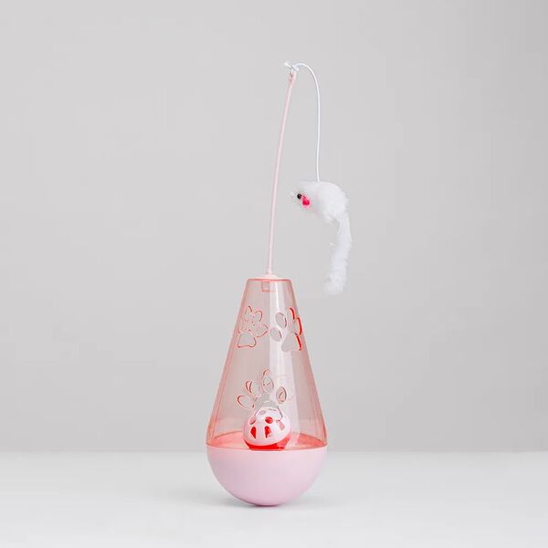 Игрушка для кошек Неваляшка с шариком и мышкой, 18,5х9,5х9,5 см, длина палки 16,5 см, длина резинки с игрушкой 20 см