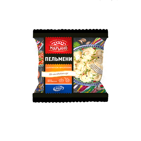 П/ф из мяса ц/б руб в тесте зам  Пельмени Марьино с мясом ц/б по-восточному 400г