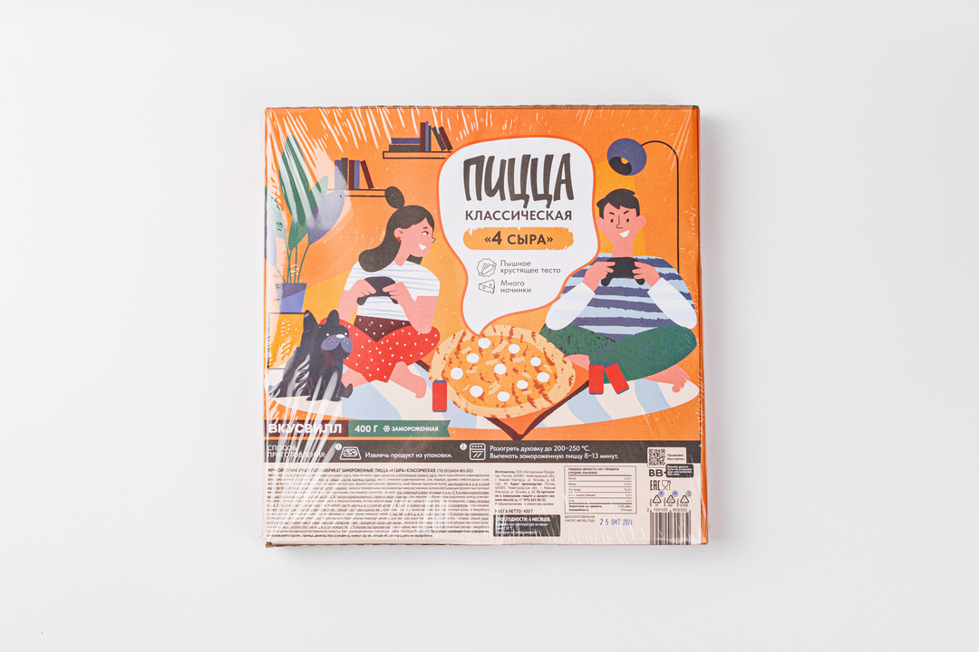 

Пицца 4 сыра ВкусВилл классическая заморозка 400 г