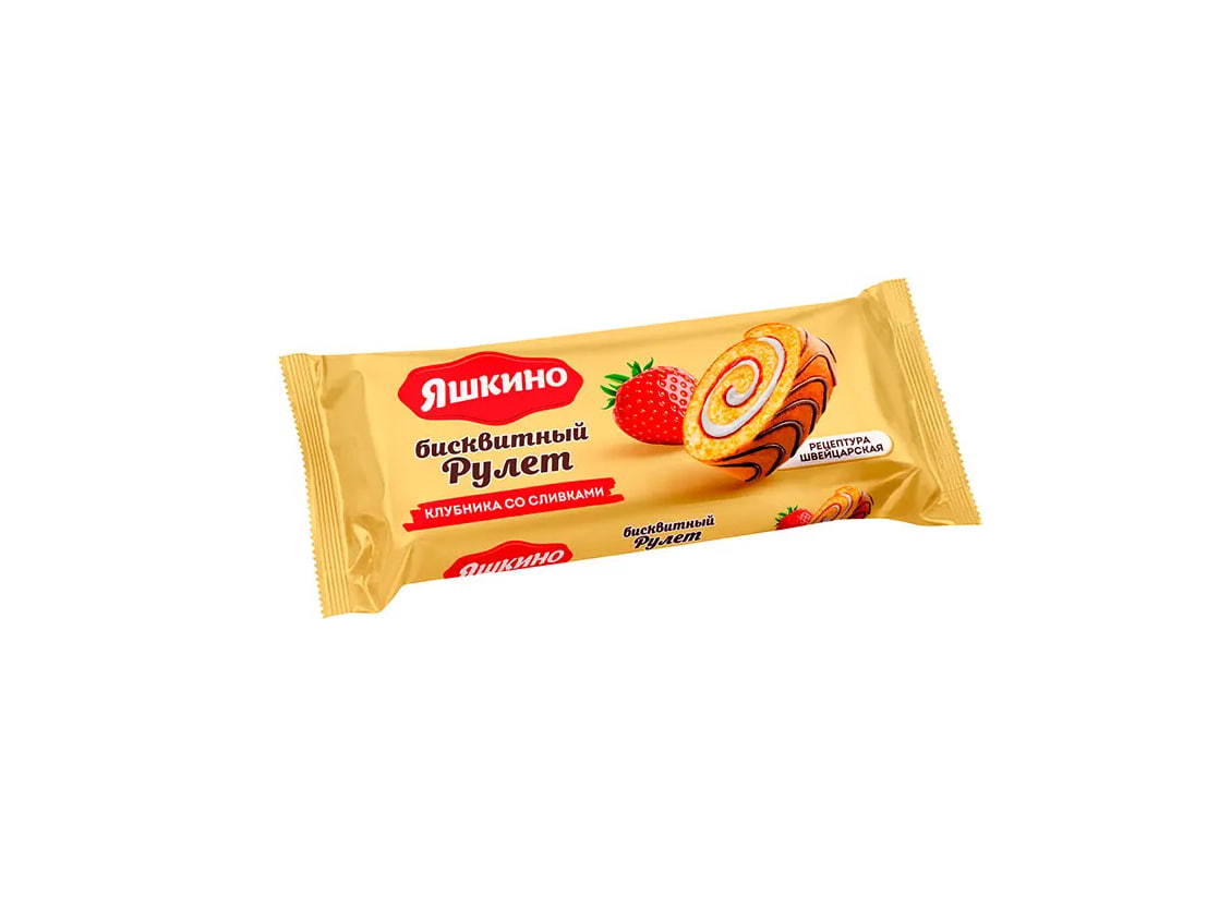

Рулет бисквитный Яшкино Клубничный со сливками 200 г