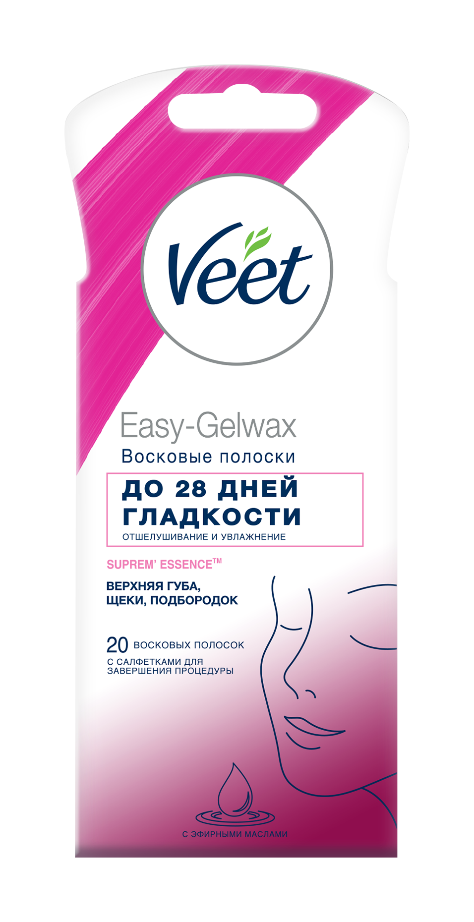 

Полоски восковые Veet Easy-Gelwax Suprem Essence для лица 20 шт