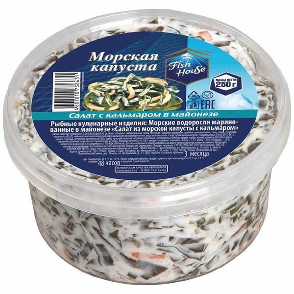Салат Fish House из морской капусты с кальмаром в майонезе 250 г