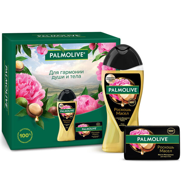 Набор Palmolive Роскошь масел с маслом макадамии: гель для душа 250 мл, туалетное мыло 90 г