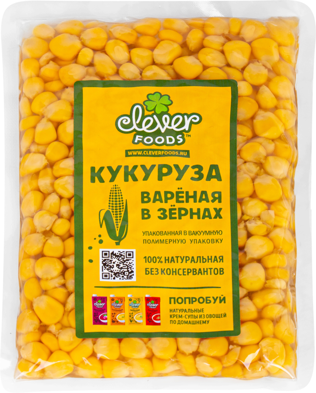 

Кукуруза вареная Clever Foods в зернах в вакууме 300 г
