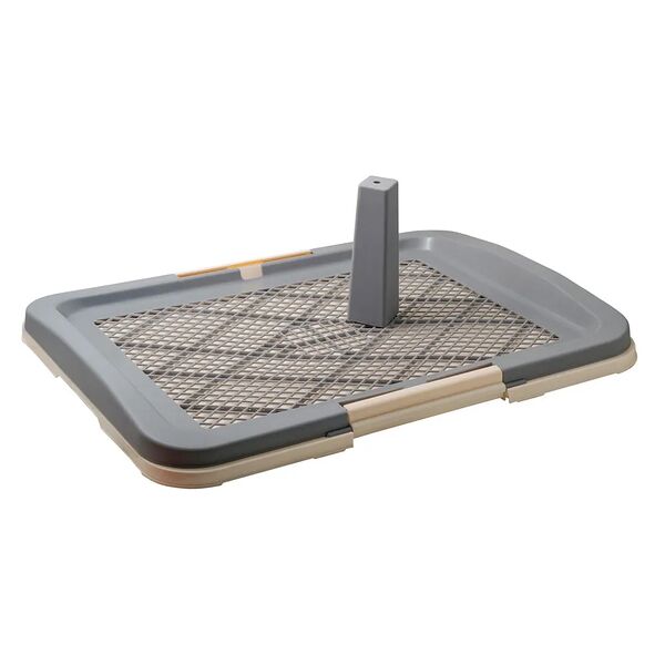 Туалет для собак со столбиком, большой серый, 63х48х6см