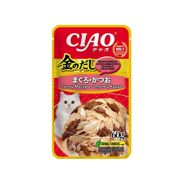 Корм для кошек Inaba Ciao Kinnodashi Тунец кацуо, тунец магуро 60 г