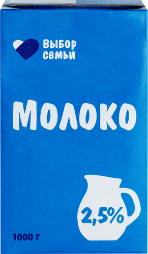

Молоко ультрапастеризованное Выбор Семьи 2,5%, БЗМЖ, 1 кг