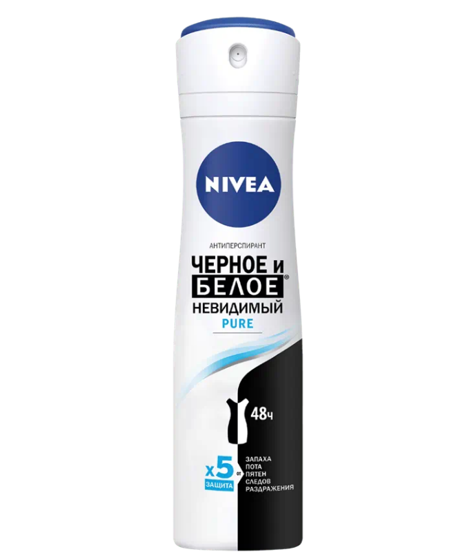 

Антиперспирант женский спрей Nivea Pure Чёрное и Белое 150 мл