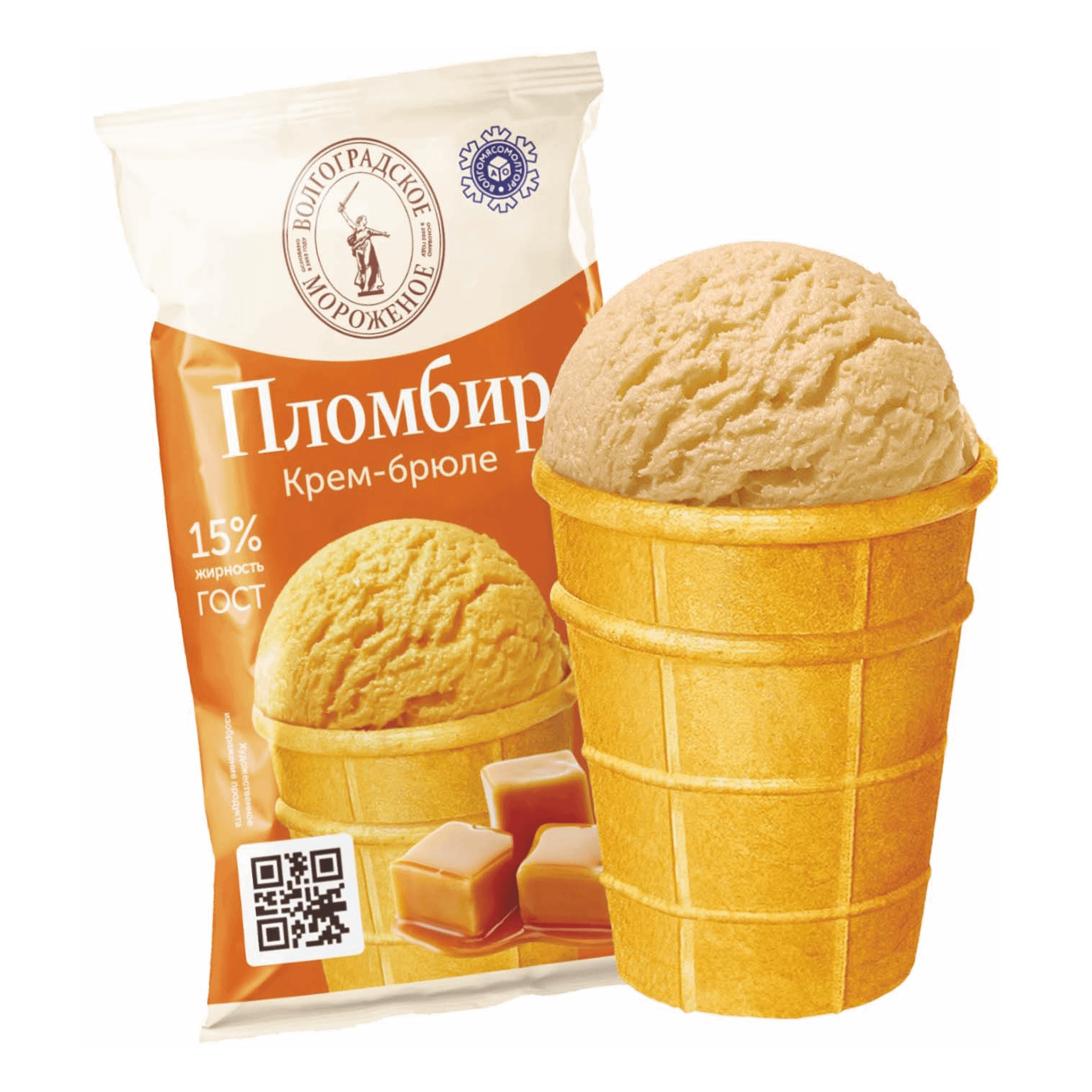 

Мороженое ВОЛГОМЯСОМОЛТОРГ Волгоградское пломбир крем-брюле ваф/ст 15% без змж 80 г