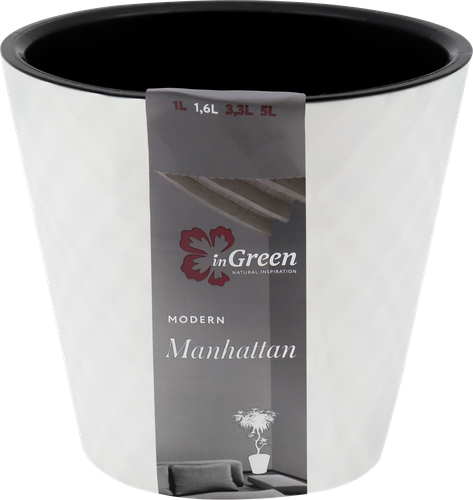 

Горшок для цветов c дренажной вставкой InGreen Manhattan 16 см 1.6 л, цвета в ассортименте, арт. IG6701-НГЛ