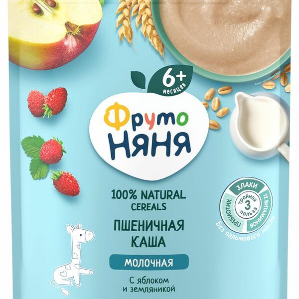 Каша пшеничная ФрутоНяня с яблоком и земляникой 200 г