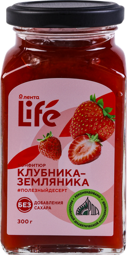 

Конфитюр Лента Life Клубника-земляника, без сахара 300 г