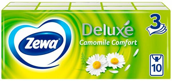 Бумажные платочки Zewa Deluxe трехслойные ромашка 10 х 10 шт