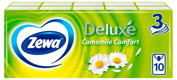 

Бумажные платочки Zewa Deluxe трехслойные ромашка 10 х 10 шт.