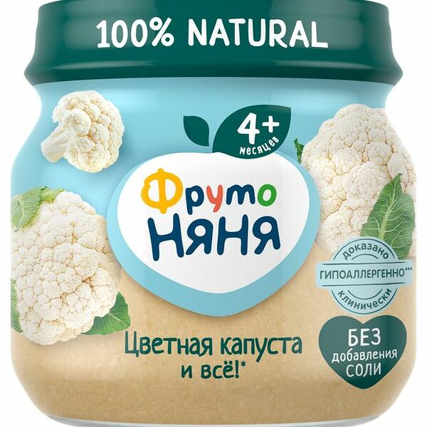 Пюре овощное ФрутоНяня Цветная капуста с 4 месяцев 80 г