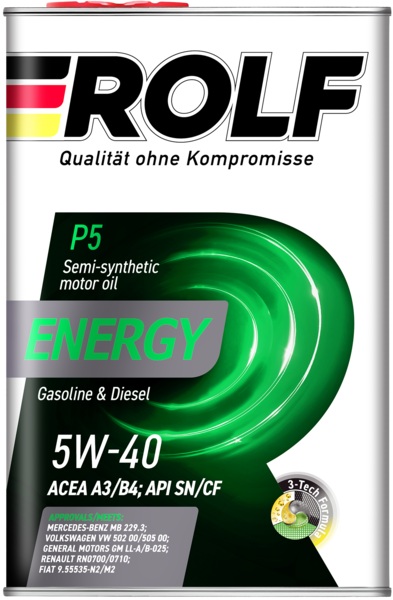 

Моторное масло Rolf Energy 5W-40 A3/B4 SN/CF 4 л