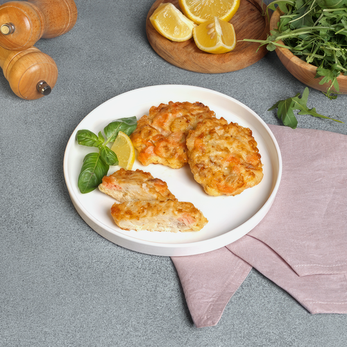 

Оладьи рыбные из трески с лососем, 100 г