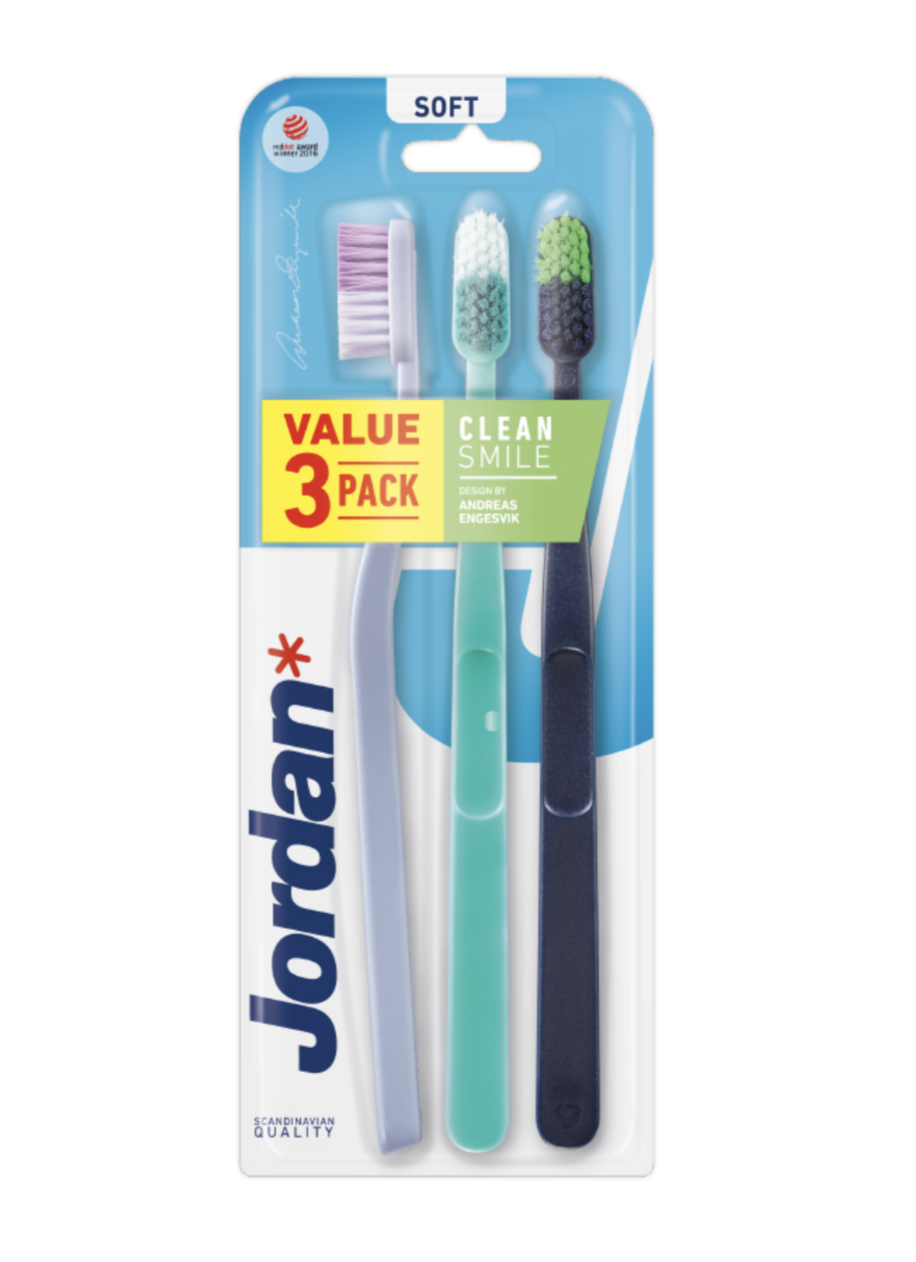 

Набор зубных щеток Jordan Clean Smile Soft 3pack, мягкие, 3 шт., цвета в ассортименте