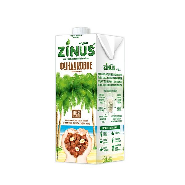 Продукт на растительном сырье ZINUS - фундуковое 1,8% 1л ТВА