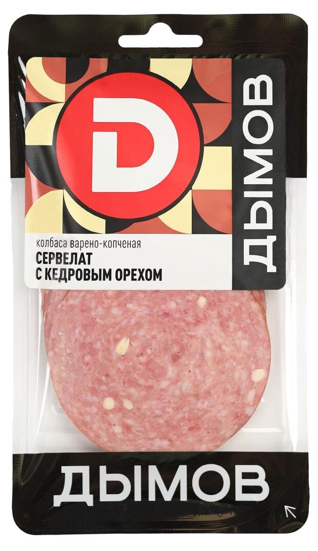 

Колбаса варено-копченая Дымов Сервелат с кедровым орехом нарезка 100 г