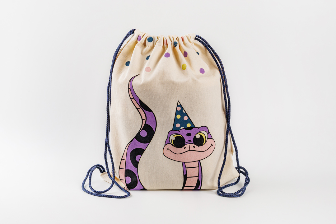 

Сумка большая Змейка хвост синий шнур