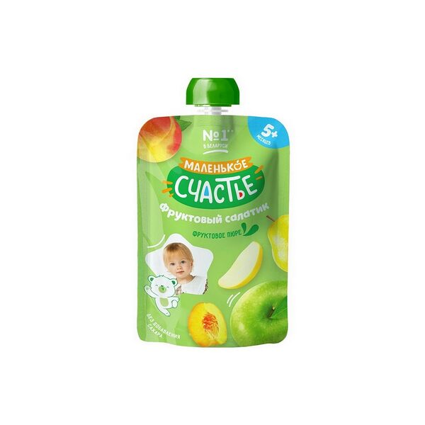 Пюре из яблок груш и персиков для детского питания 90г ДП Маленькое счастье