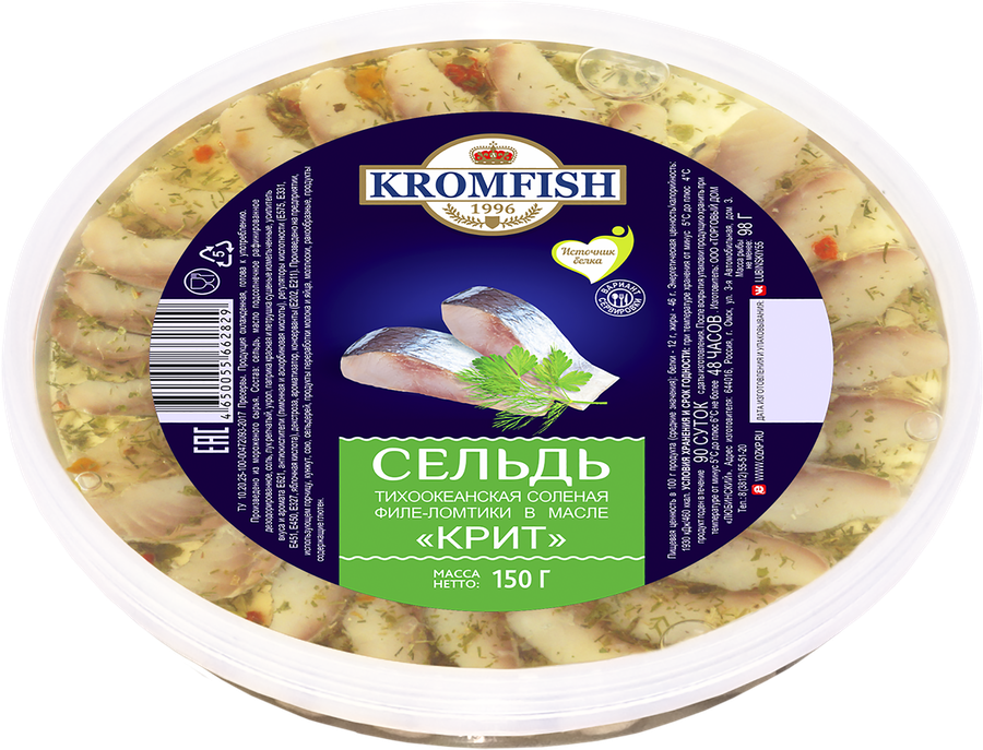 

Сельдь Kromfish филе-ломтики в масле Крит 150 г