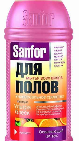 Средство для мытья пола Sanfor Ультра Блеск Освежающий Цитрус 1 л