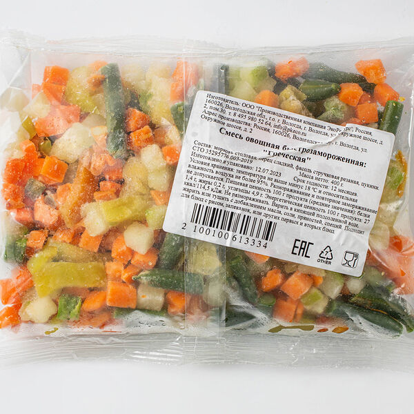 Смесь овощная Греческая, быстрозаморозка Продукт замороженный