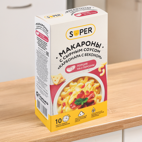 

Макароны Super с сырным соусом Карбонара с беконом 143 г