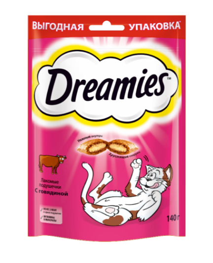 Лакомство для кошек Dreamies подушечки с говядиной 140 г