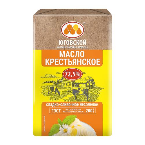 

Масло сладко-сливочное Юговской Крестьянское 72.5% 200 г
